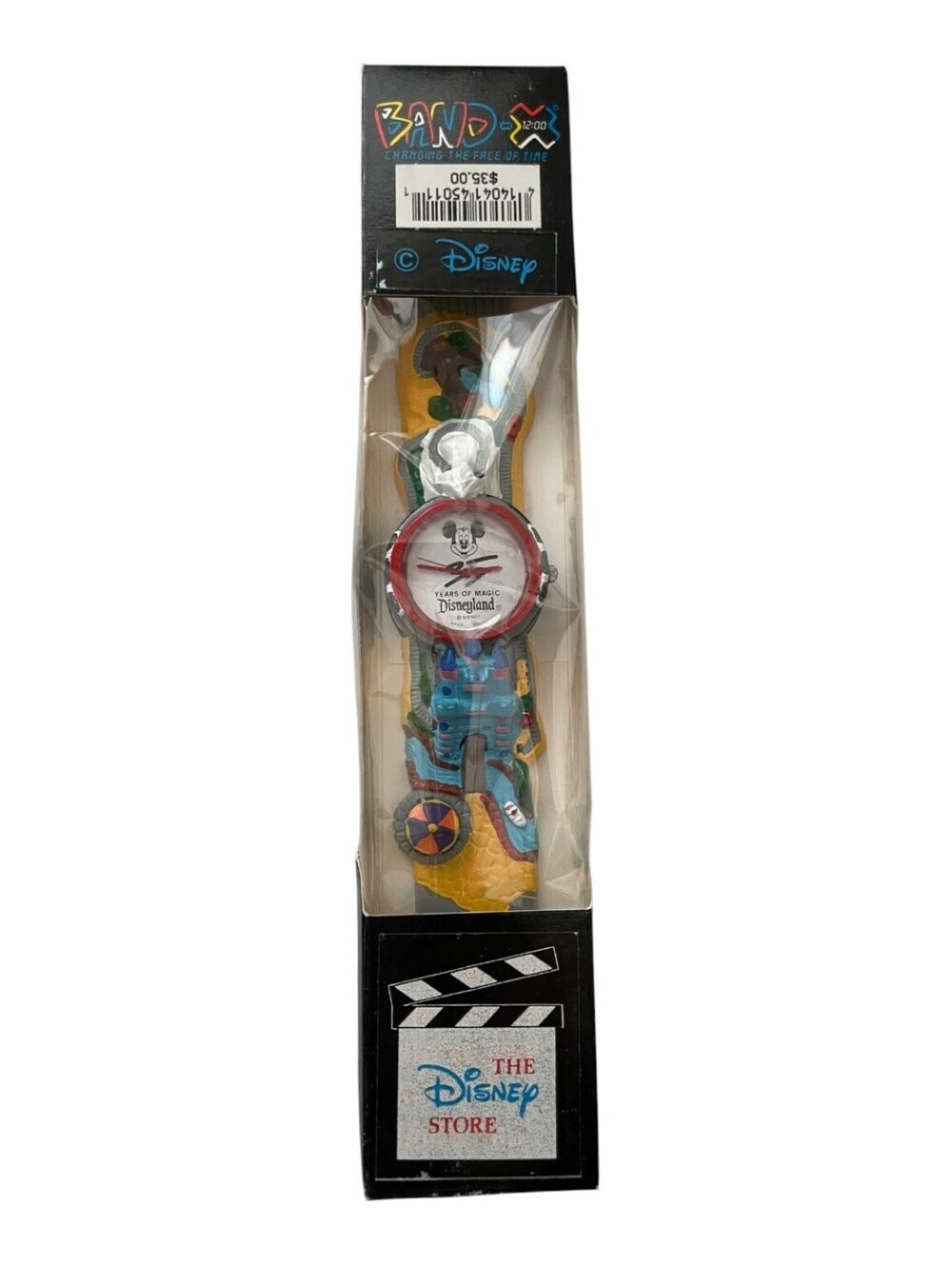 Band-x Disney Mickey Mouse 35 Years of Magic Disneyland Watch NIB NOS 1990